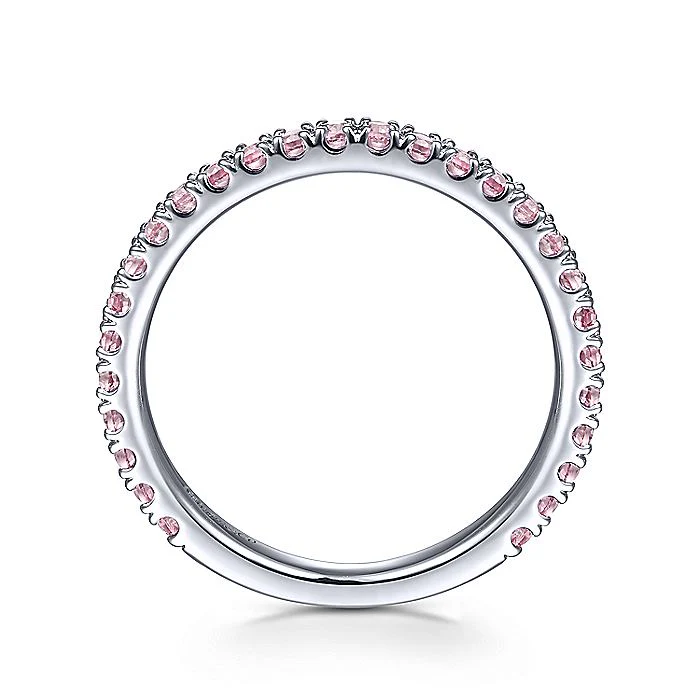 Gabriel & Co White Gold Pink Created Zircon Stackable Ring - Image 2