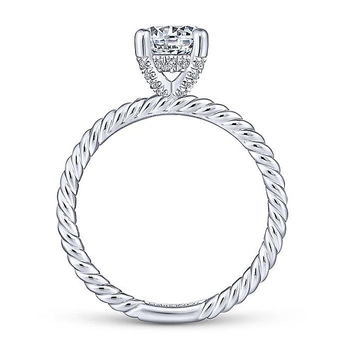 Gabriel & Co White Gold Rope Design Semi-Mount Engagement Ring - Image 2