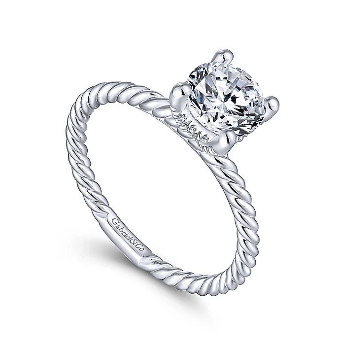 Gabriel & Co White Gold Rope Design Semi-Mount Engagement Ring - Image 3