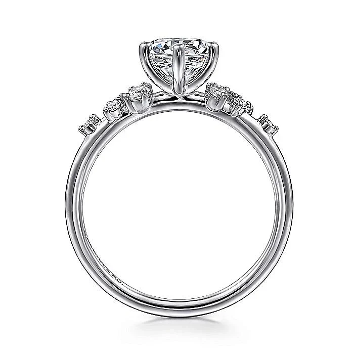 Gabriel & Co. White Gold Round Floral Semi-Mount Engagement Ring - Image 2