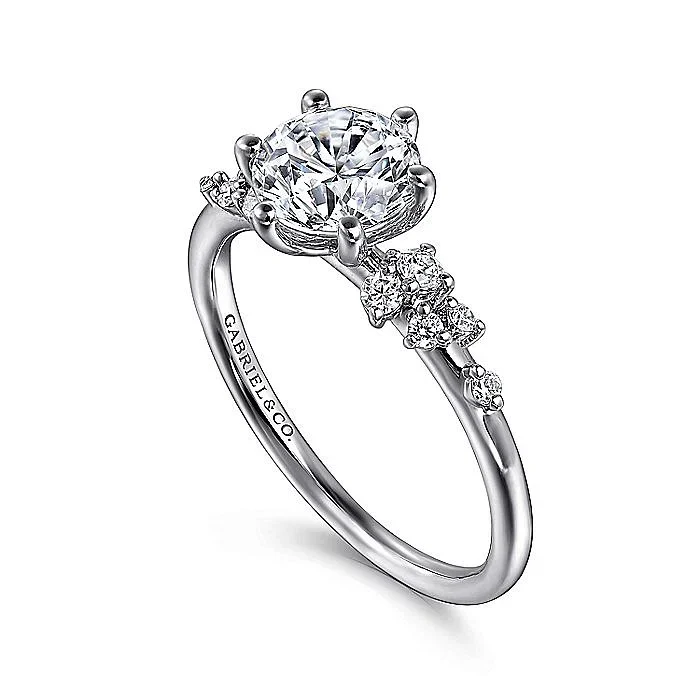 Gabriel & Co. White Gold Round Floral Semi-Mount Engagement Ring - Image 3