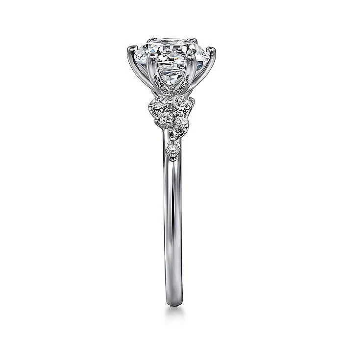 Gabriel & Co. White Gold Round Floral Semi-Mount Engagement Ring - Image 4
