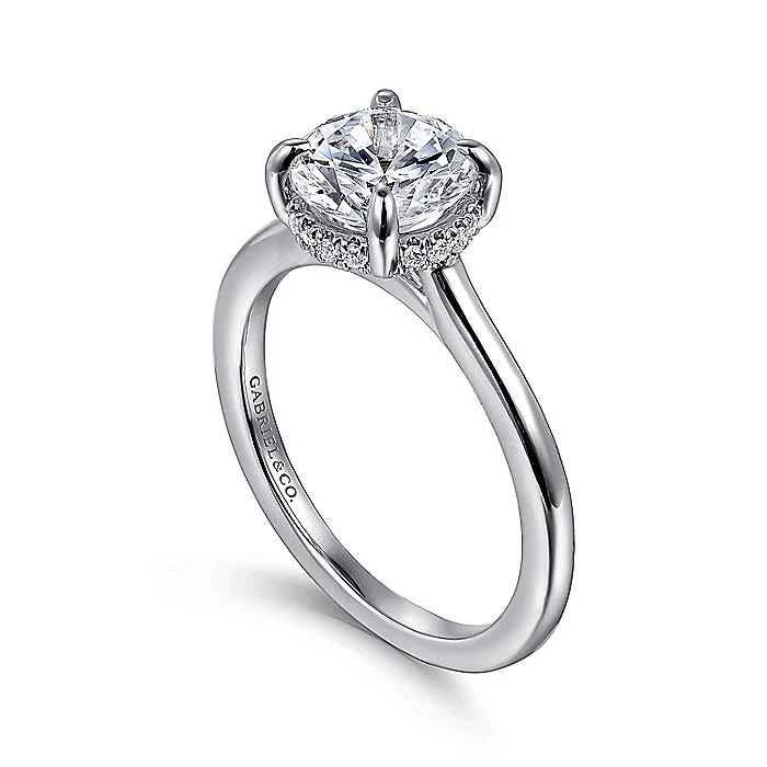 Gabriel & Co. White Gold Round Hidden Halo Semi-Mount Engagement Ring - Image 3