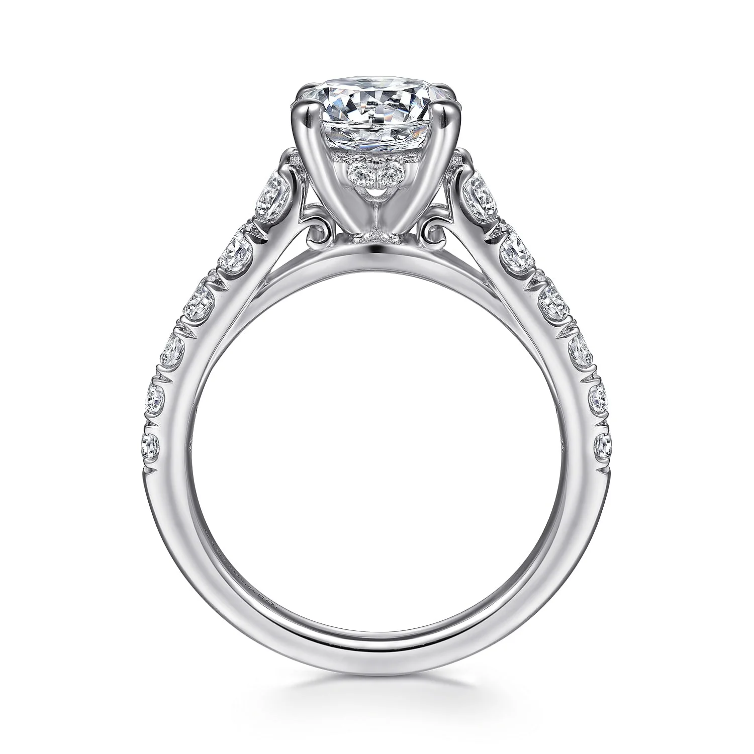 Gabriel & Co. White Gold Round Hidden Halo Semi-Mount Engagement Ring - Image 2