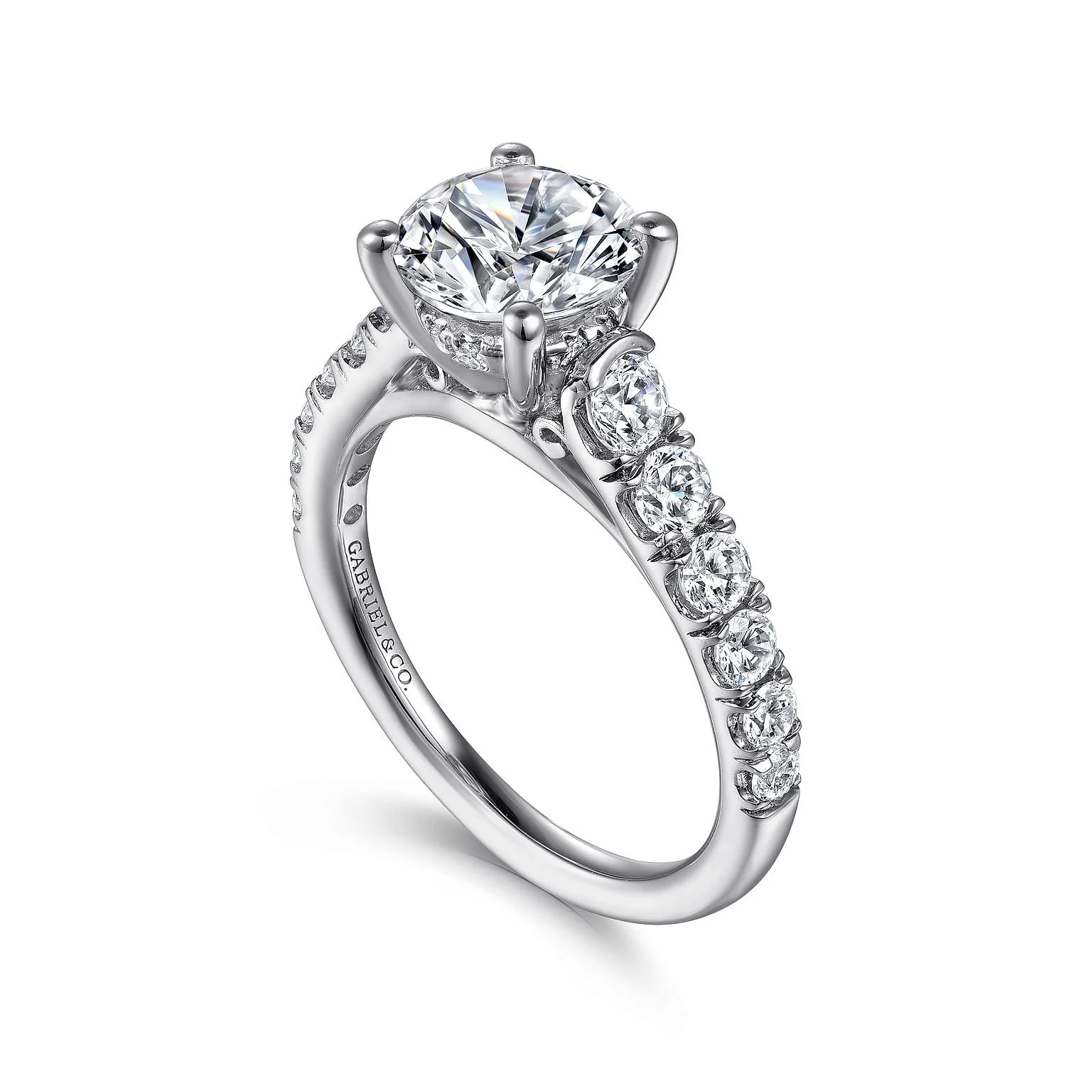 Gabriel & Co. White Gold Round Hidden Halo Semi-Mount Engagement Ring - Image 3