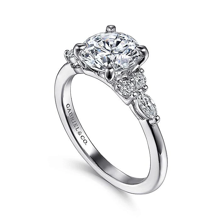 Gabriel & Co. White Gold Round Seven Stone Semi-Mount Engagement Ring - Image 3