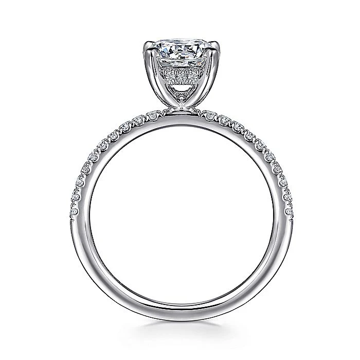 Gabriel & Co. White Gold Round Straight Diamond Hidden Halo Semi-Mount Engagement Ring - Image 2