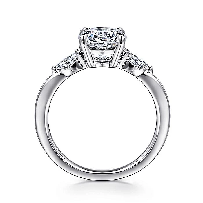 Gabriel & Co. White Gold Round Three Stone Semi-Mount Engagement Ring - Image 2
