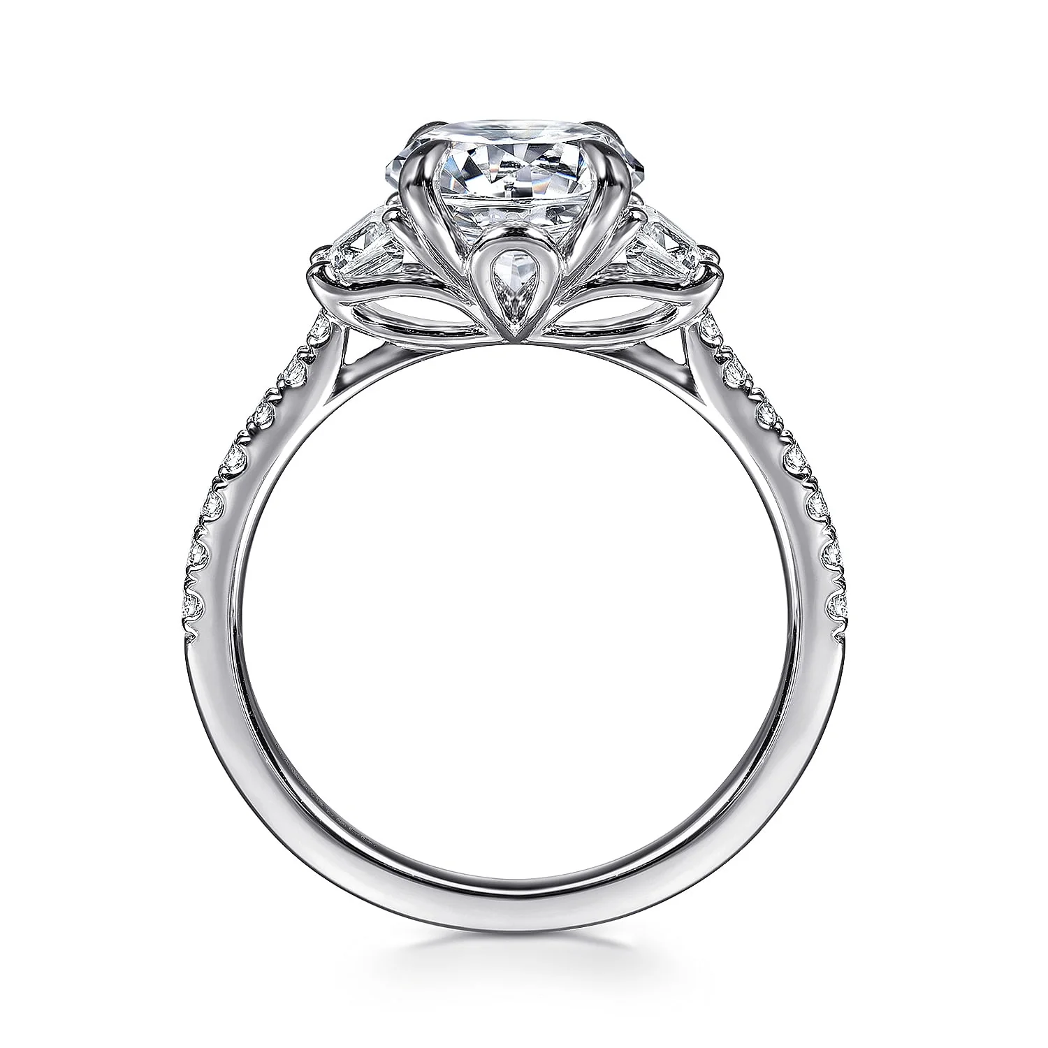 Gabriel & Co. White Gold Round Three Stone Semi-Mount Engagement Ring - Image 2