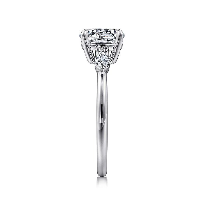 Gabriel & Co. White Gold Round Three Stone Semi-Mount Engagement Ring - Image 4