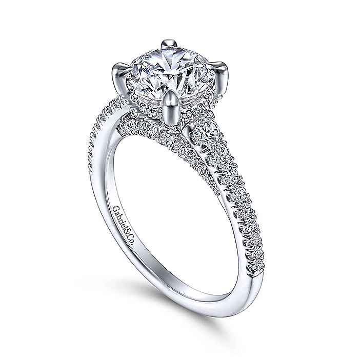Gabriel & Co White Gold Straight Cathedral Semi-Mount Engagement Ring - Image 3