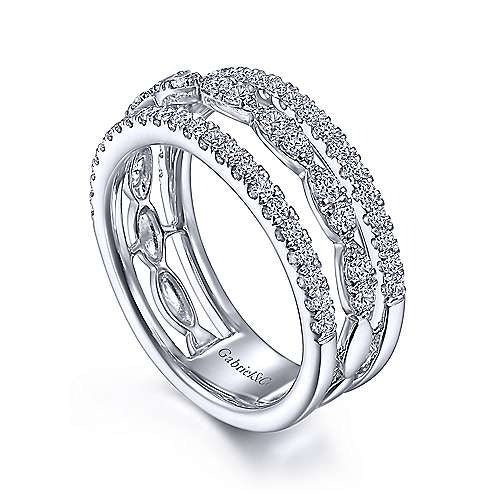 Gabriel & Co White Gold Three Row Diamond Ring - Image 3