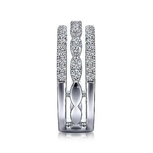 Gabriel & Co White Gold Three Row Diamond Ring - Image 4
