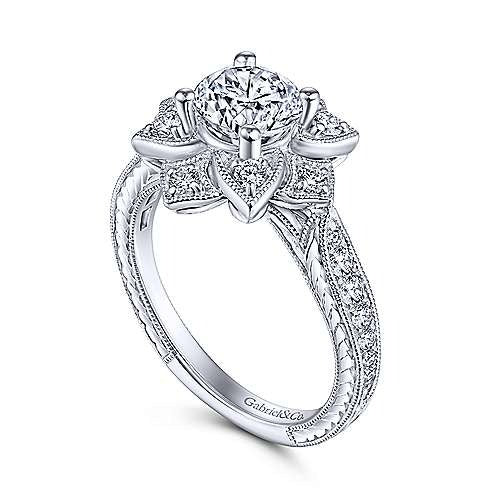 Gabriel & Co White Gold Unique Halo Engagement Ring - Image 2