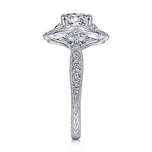 Gabriel & Co White Gold Unique Halo Engagement Ring - Image 3