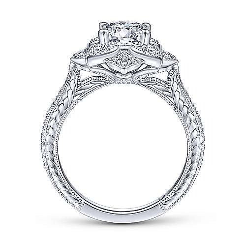 Gabriel & Co White Gold Unique Halo Engagement Ring - Image 4