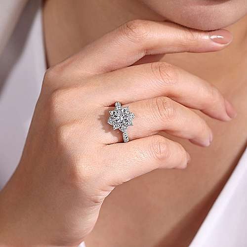 Gabriel & Co White Gold Unique Halo Engagement Ring - Image 5