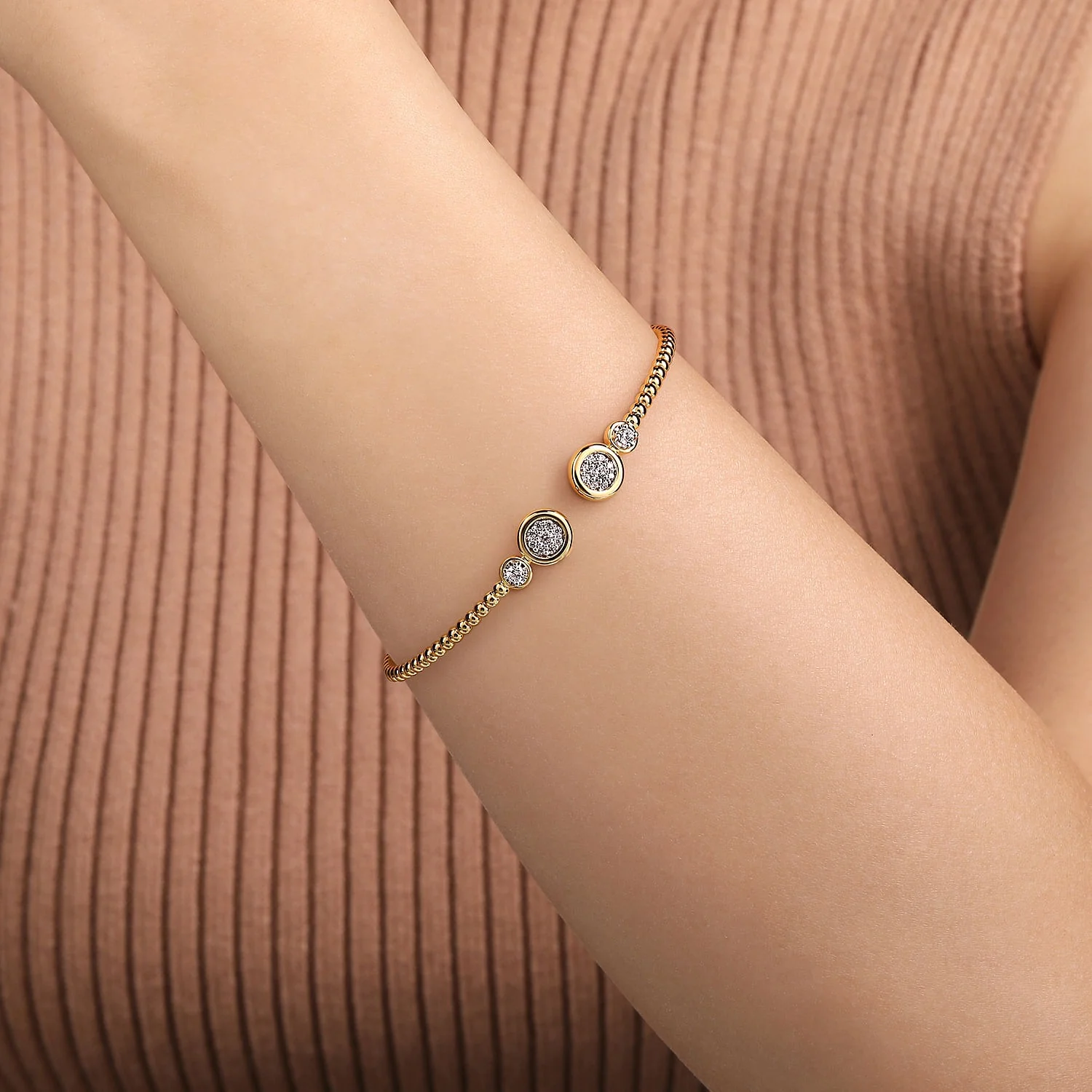 Gabriel & Co. Yellow and White Gold Diamond Bujukan Bracelet - Image 4