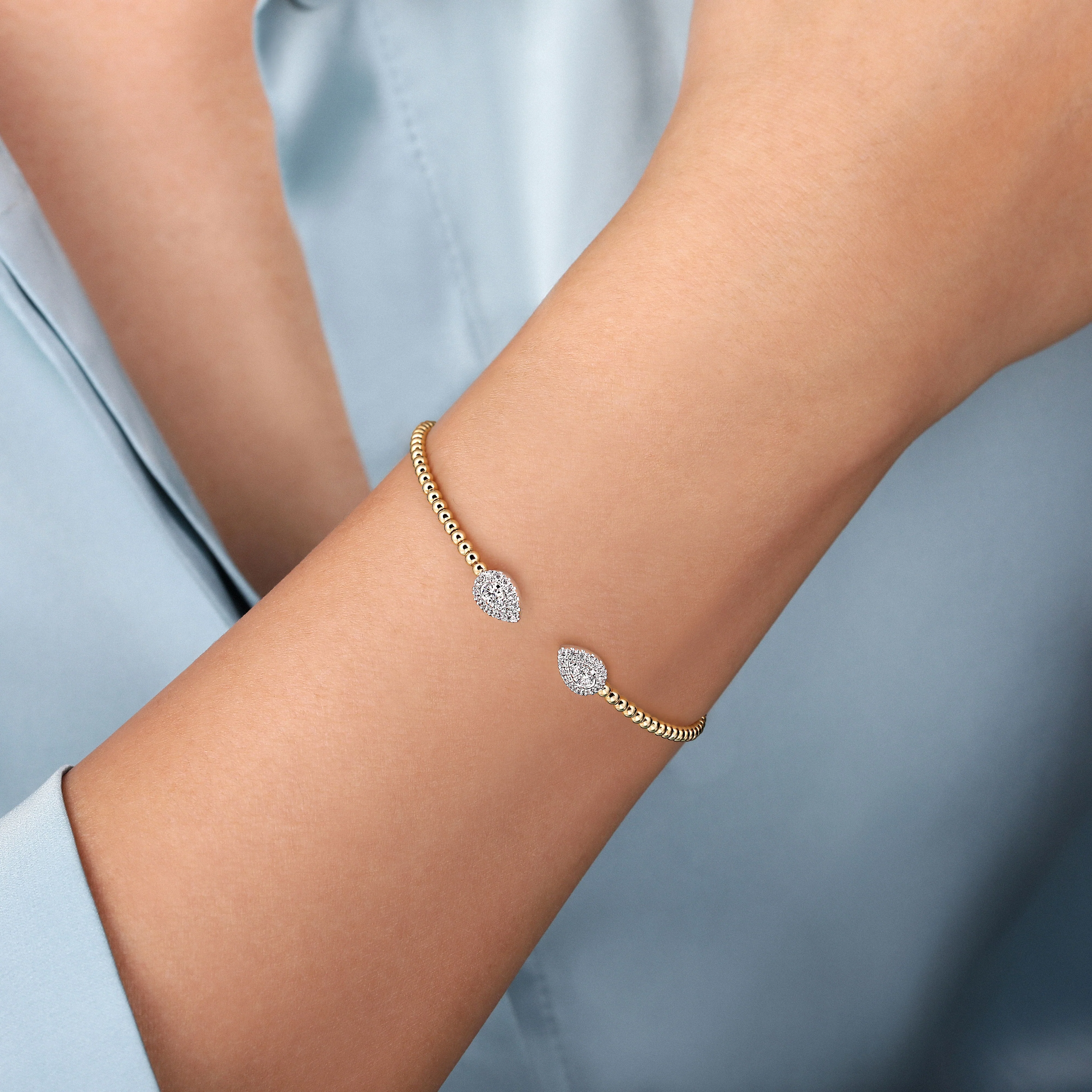 Gabriel & Co. Yellow and White Gold Diamond Bujukan Bracelet - Image 4