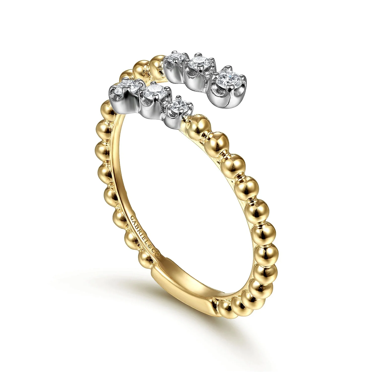 Gabriel & Co. Yellow and White Gold Diamond Bypass Ring - Image 3