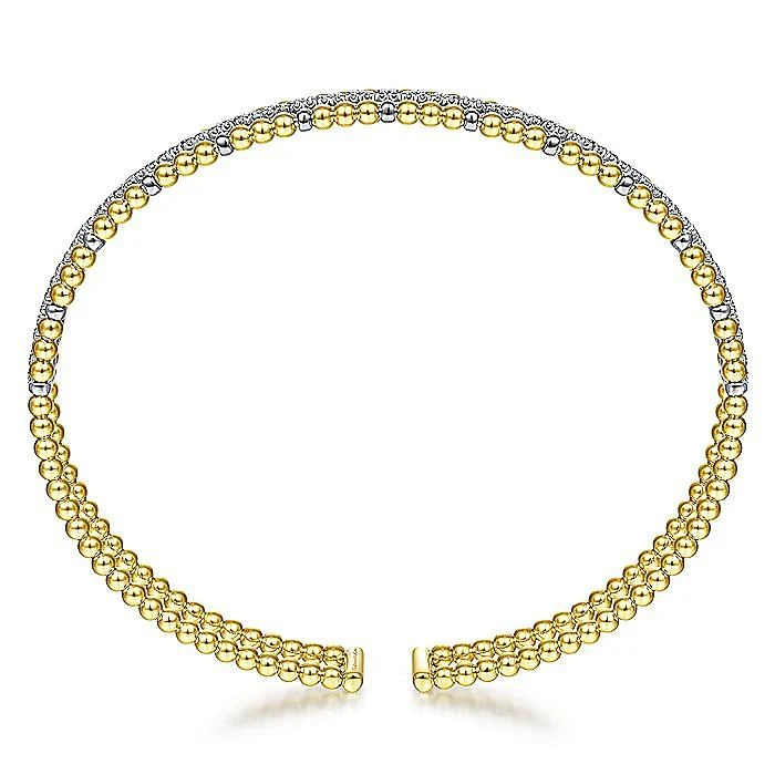 Gabriel & Co. Yellow and White Gold Diamond Diamond Bujukan Stacked Cuff Bangle Bracelet - Image 3