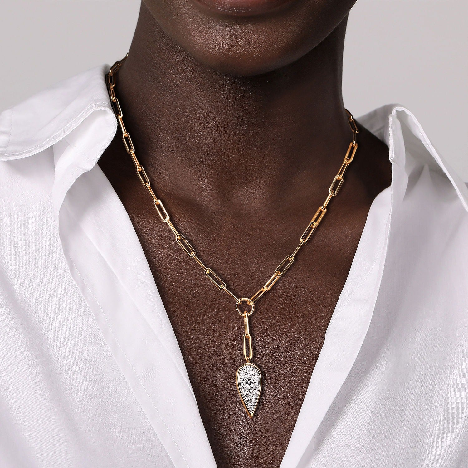 Gabriel & Co. Yellow and White Gold Diamond Necklace - Image 3