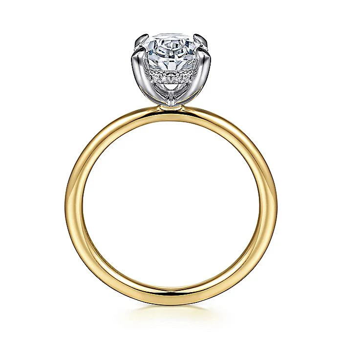 Gabriel & Co Yellow And White Gold Oval Semi-Mount Engagement Ring - Image 2