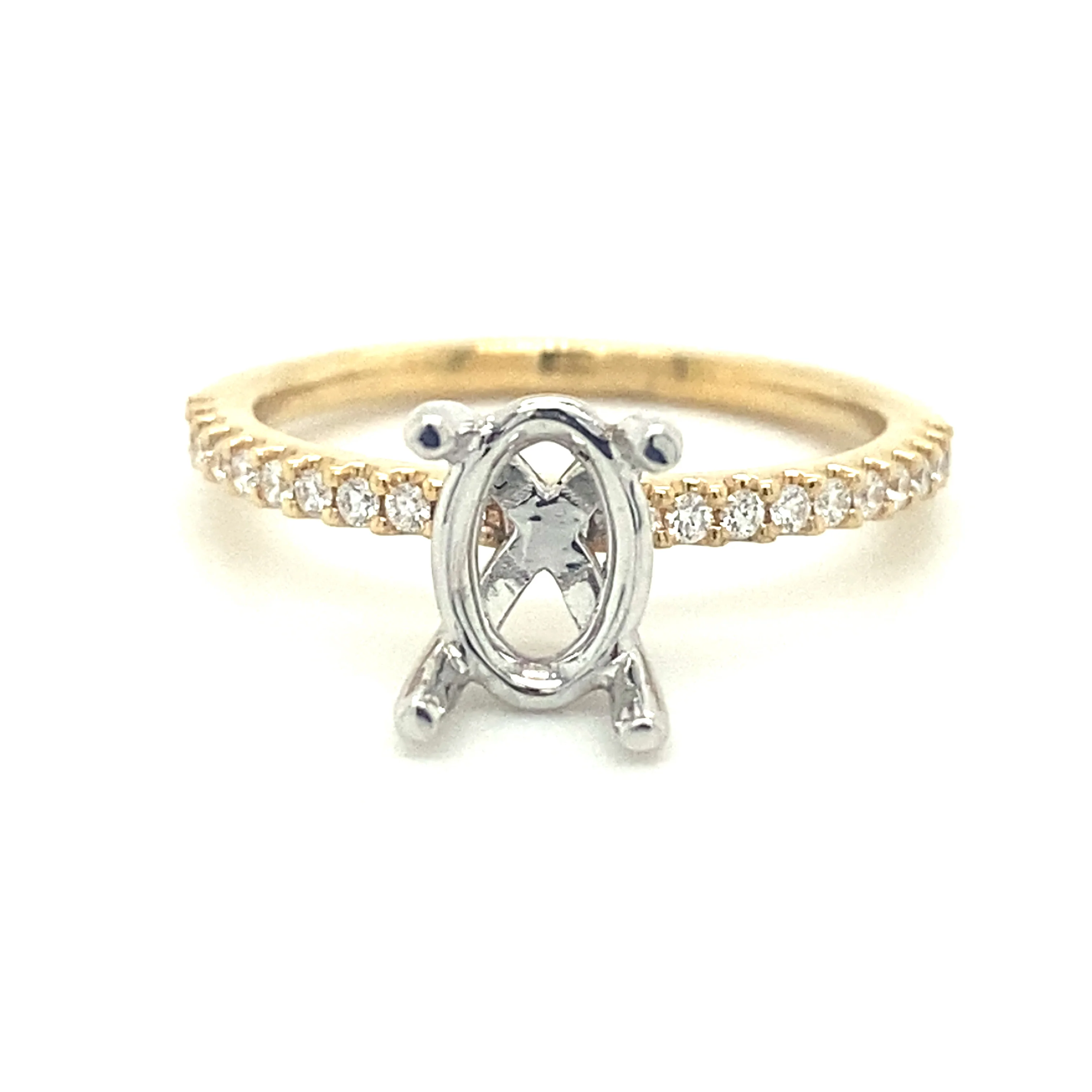 Gabriel & Co Yellow And White Gold Oval Semi-Mount Engagement Ring