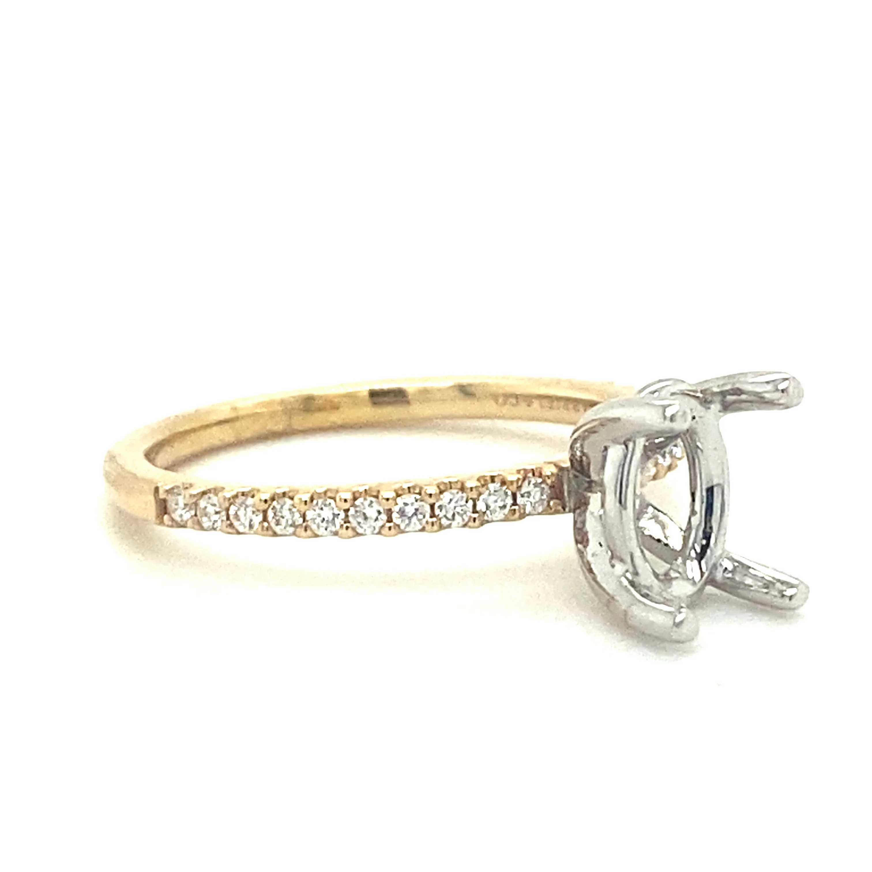 Gabriel & Co Yellow And White Gold Oval Semi-Mount Engagement Ring - Image 2