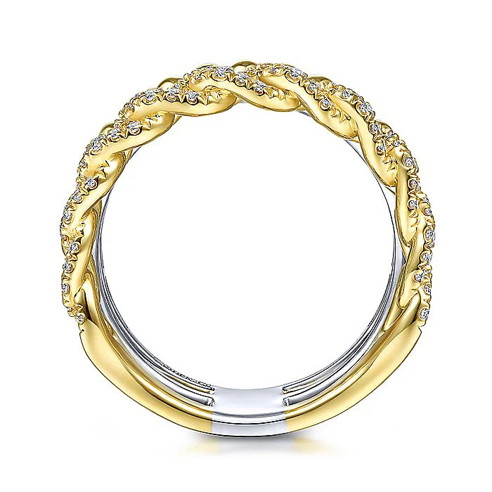 Gabriel & Co Yellow And White Gold Wide Band Layered Ring - Image 2