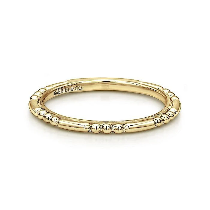 Gabriel & Co Yellow Gold Ball and Bar Station Band