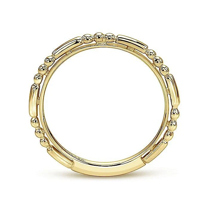 Gabriel & Co Yellow Gold Ball and Bar Station Band - Image 2