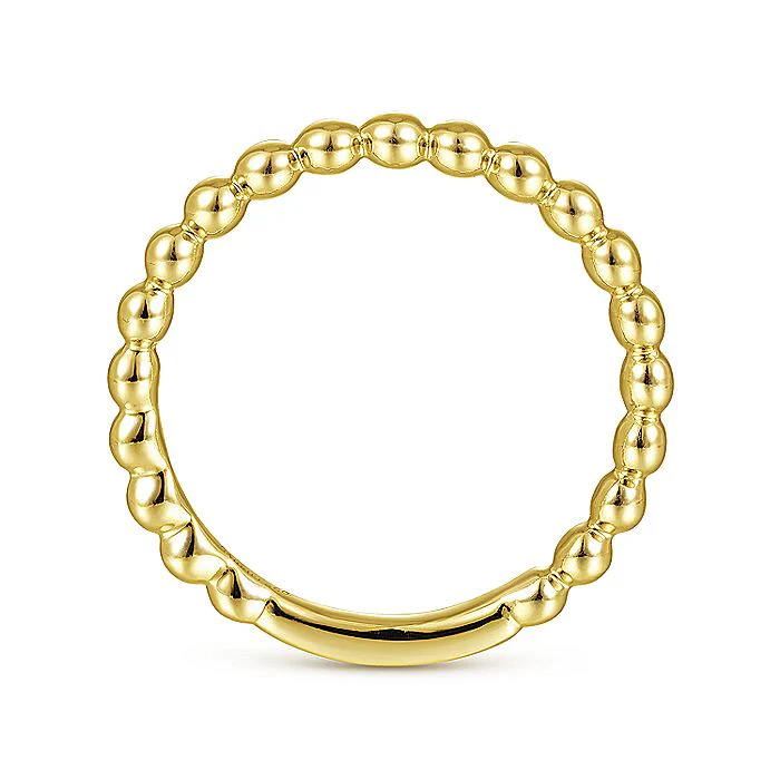 Gabriel & Co Yellow Gold Beaded Stackable Ring - Image 2