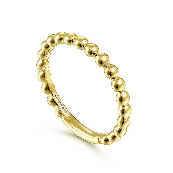 Gabriel & Co Yellow Gold Beaded Stackable Ring - Image 3