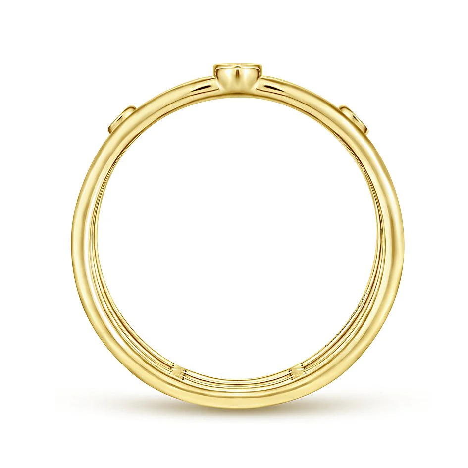 Gabriel & Co Yellow Gold Bezel Set Diamond Station Layered Ring - Image 2