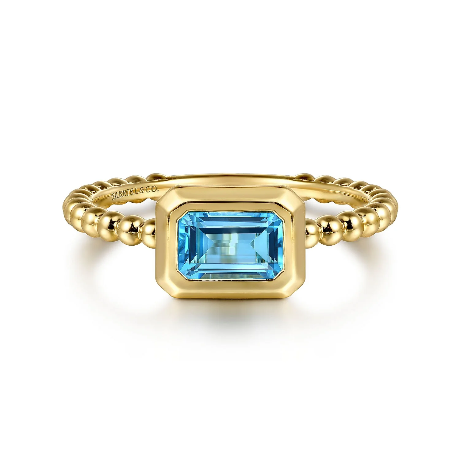 Gabriel & Co. Yellow Gold Blue Topaz Ring
