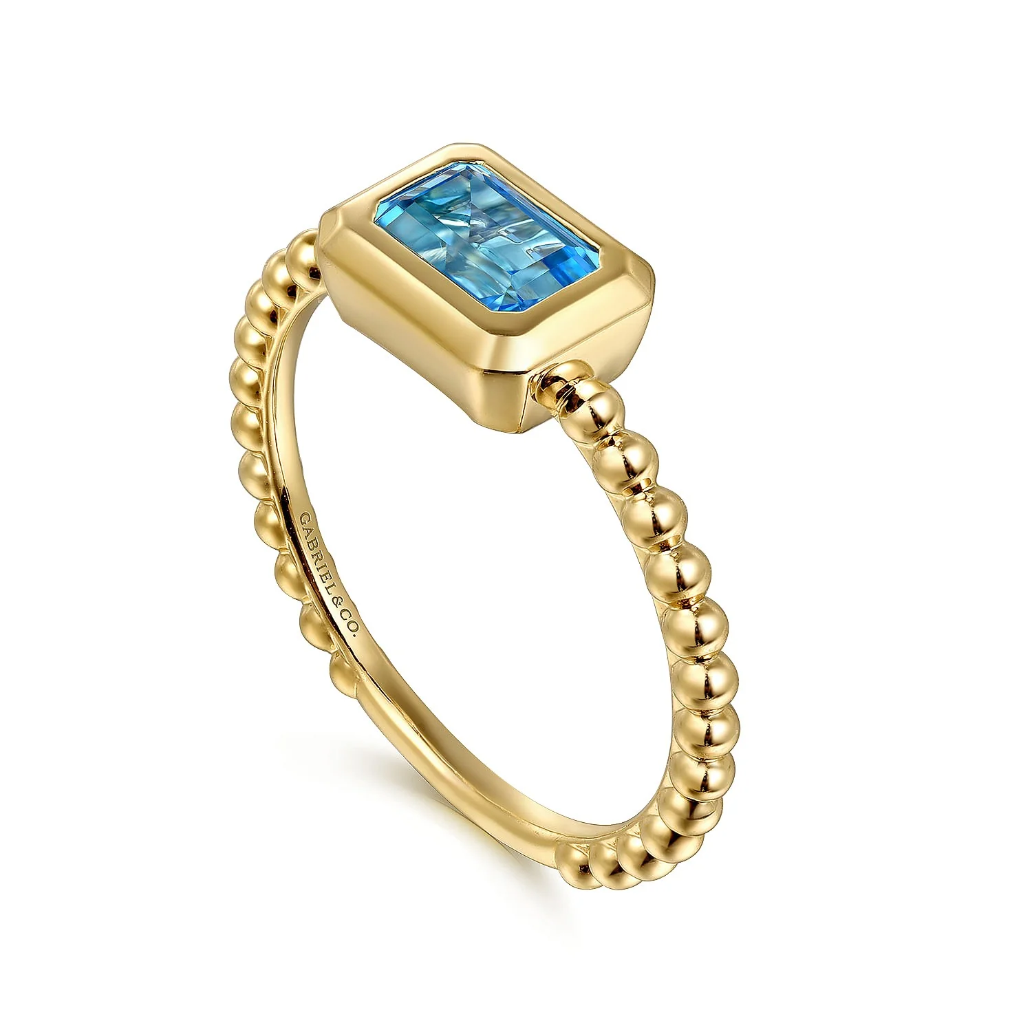 Gabriel & Co. Yellow Gold Blue Topaz Ring - Image 3