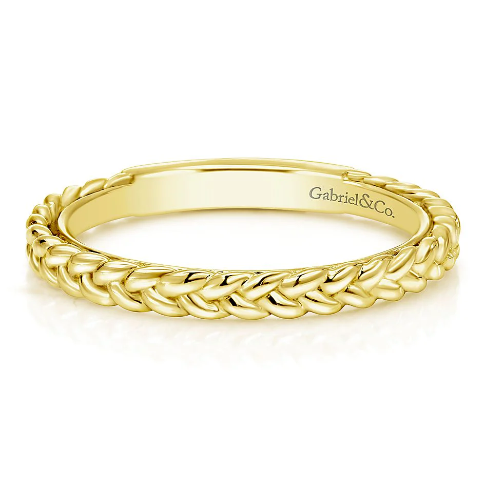 Gabriel & Co. Yellow Gold Braided Stackable Ring