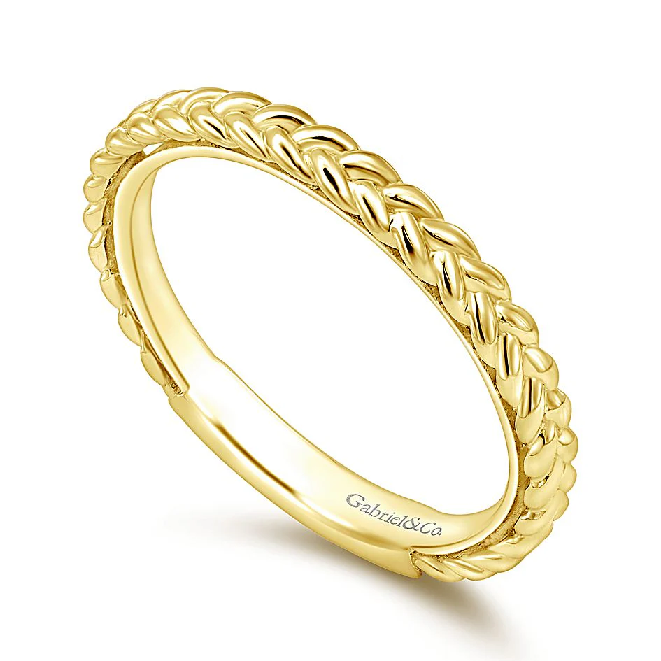 Gabriel & Co. Yellow Gold Braided Stackable Ring - Image 3
