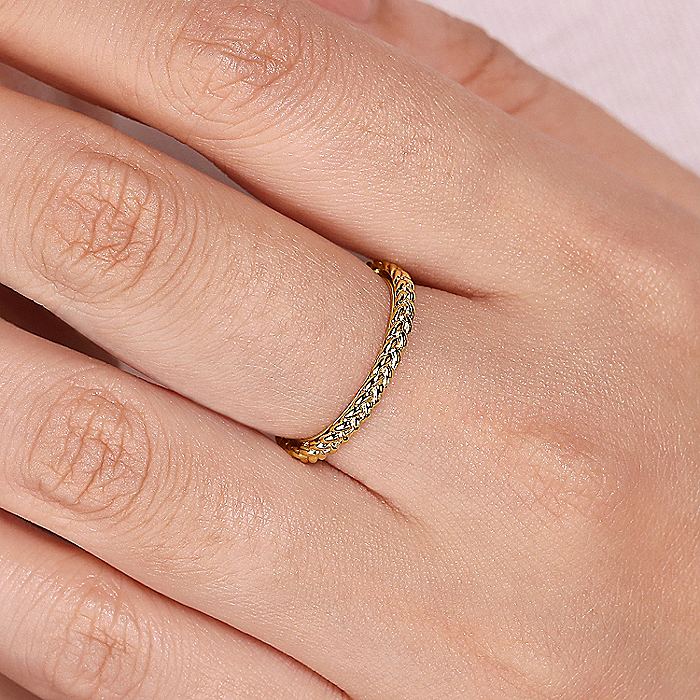 Gabriel & Co. Yellow Gold Braided Stackable Ring - Image 4