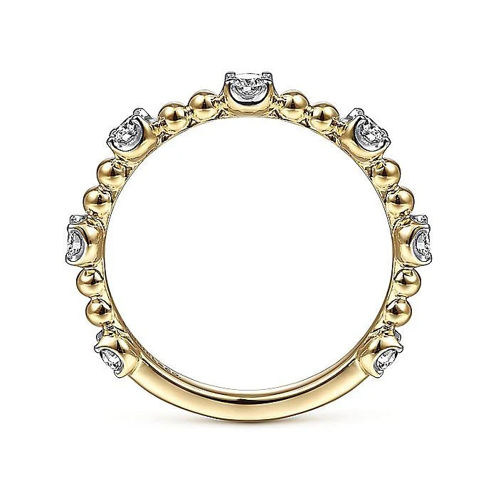 Gabriel & Co. Yellow Gold Bujukan and Diamond Station Ring - Image 2