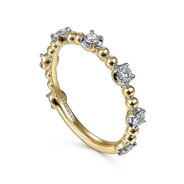 Gabriel & Co. Yellow Gold Bujukan and Diamond Station Ring - Image 3