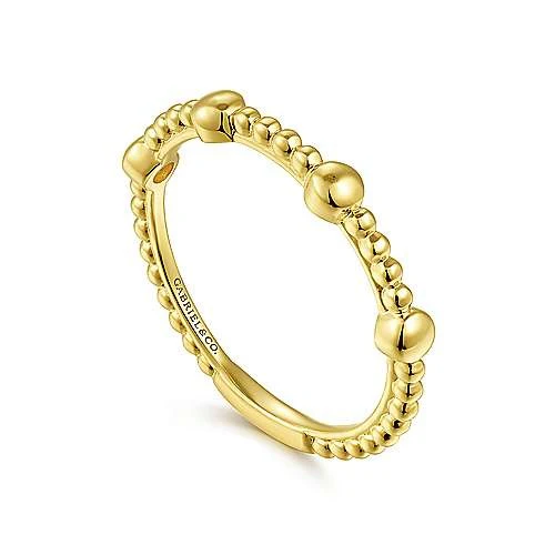 Gabriel & Co. Yellow Gold Bujukan Ball Station Ring - Image 3