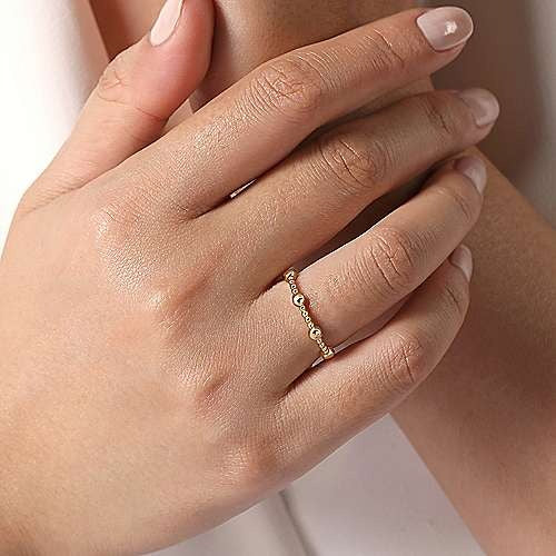 Gabriel & Co. Yellow Gold Bujukan Ball Station Ring - Image 5