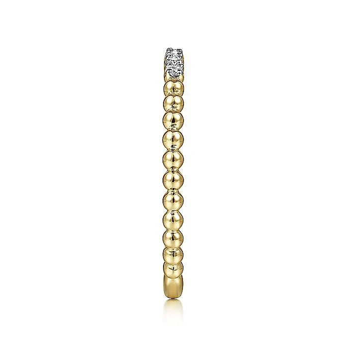 Gabriel & Co Yellow Gold Bujukan Bead and Diamond Stackable Ring - Image 4