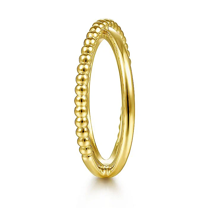 Gabriel & Co Yellow Gold Bujukan Bead Criss Cross Ring - Image 4