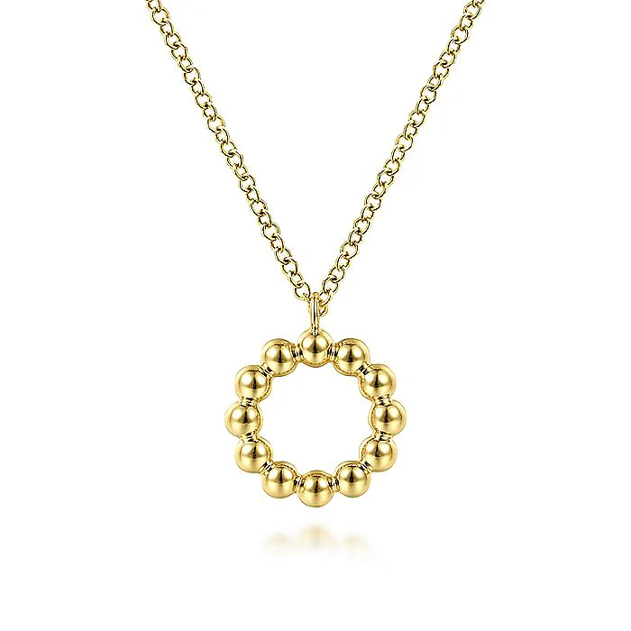 Gabriel & Co Yellow Gold Bujukan Bead Open Circle Pendant Necklace