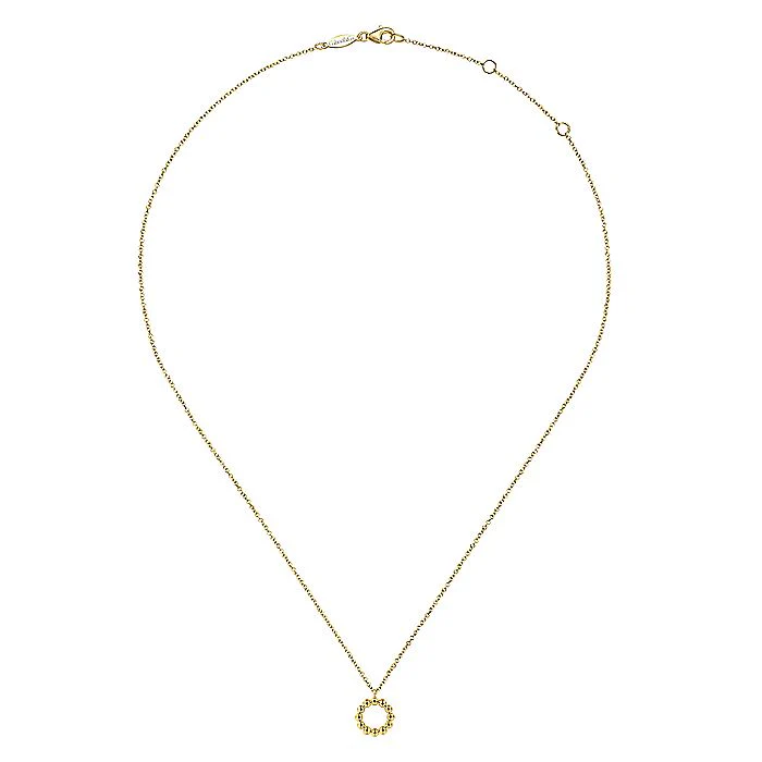 Gabriel & Co Yellow Gold Bujukan Bead Open Circle Pendant Necklace - Image 2