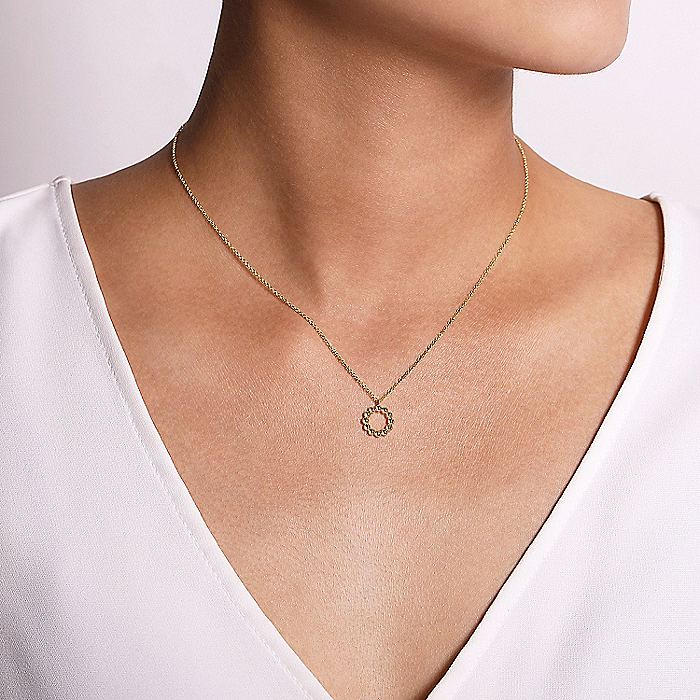 Gabriel & Co Yellow Gold Bujukan Bead Open Circle Pendant Necklace - Image 3