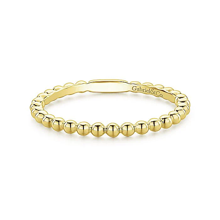 Gabriel & Co Yellow Gold Bujukan Beaded Band